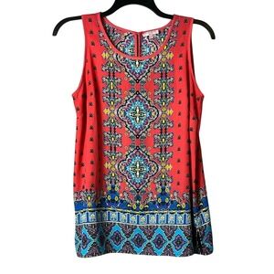 Saint Tropez‎ West Sleeveless Blouse Geomentric Womens Size Large Tropical